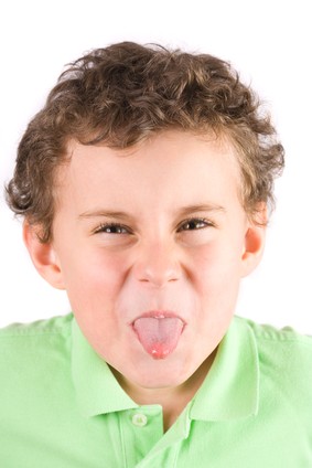 Child making silly faces