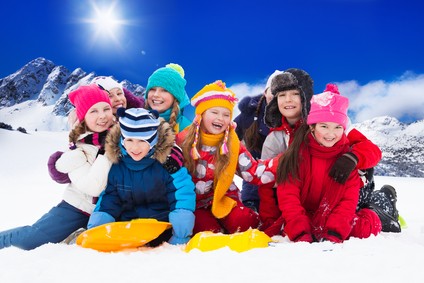 Group of kids on snow day