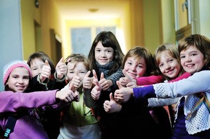 happy children group in school