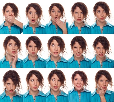 Actor's face, a compilation of emotions