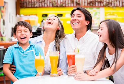 Happy family at the diner
