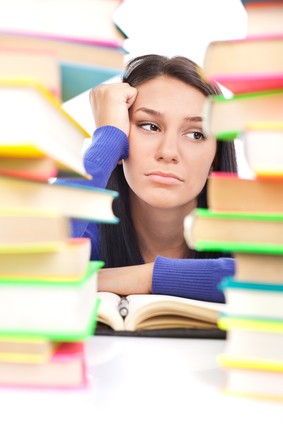 unhappy student girl