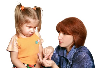 The embarrassed girl and strict mum