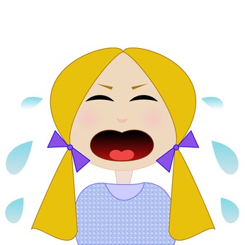 whining girl on a white background